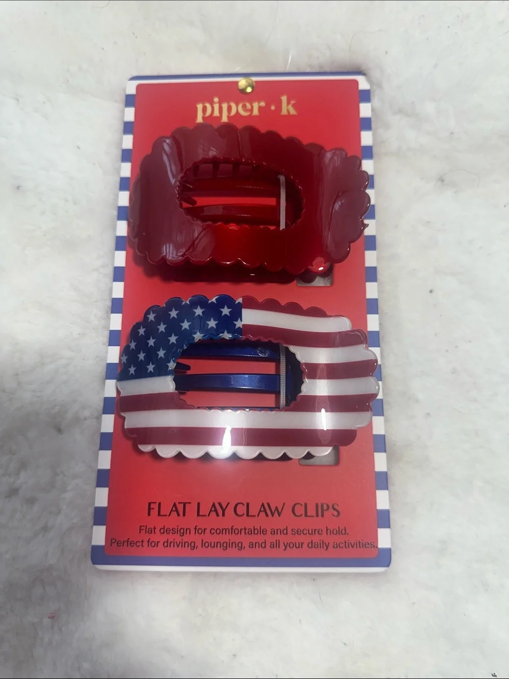 Piper K patriotic flat lay claw clips set of 2
